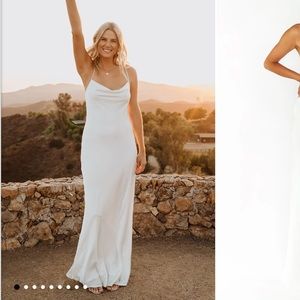 Tuscany maxi slip dress from Show Me Your Mumu. White satin slip dress size M.